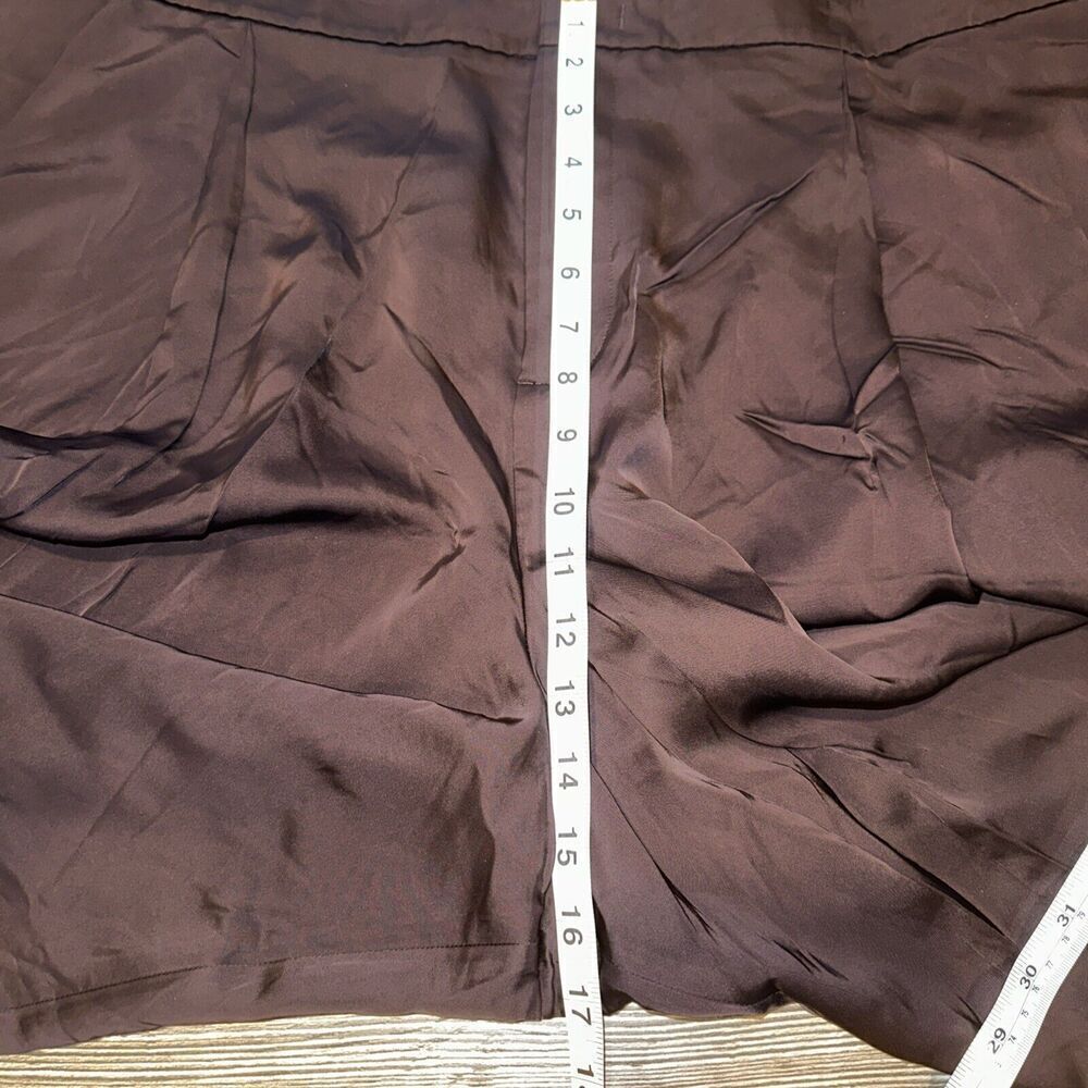 Vince Brown Satin Pleat Front Wide Leg Trousers. Size 18. NWOT. P - Picture 9 of 11